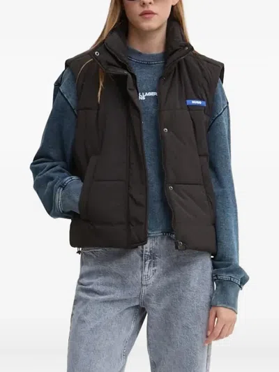 Hugo Boss Logo-appliqué Quilted Vest In Black