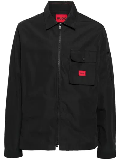 Hugo Boss Logo-appliqué Shirt Jacket In Black