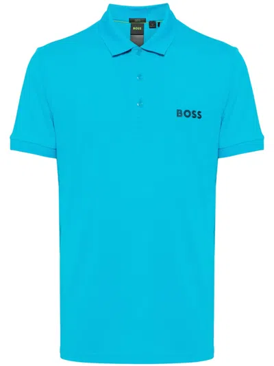 Hugo Boss Logo-appliqué Short-sleeve Polo Shirt In Blue