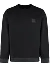 Hugo Boss Boss Cotton Blend Crew-neck Sweatshirt In Black