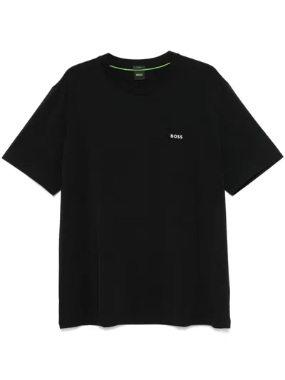 Hugo Boss Tee Mens Stretch Cotton T-shirt With Contrast Logo Nos In Black