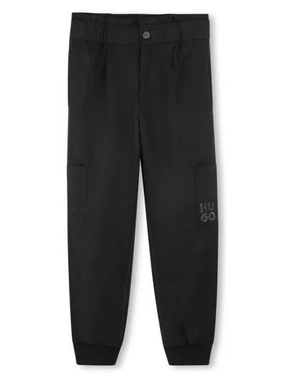 Hugo Boss Kids' Logo-appliqué Trousers In Black