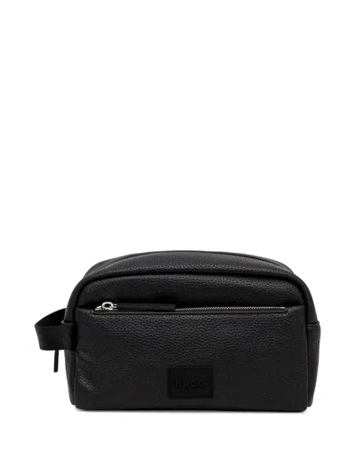 Hugo Boss Logo-appliqué Wash Bag In Black