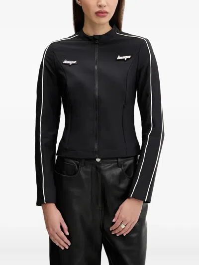 Hugo Boss Logo-appliqué Zip-up Jacket In Black