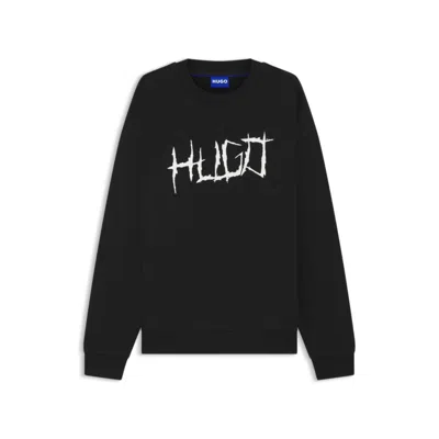 Hugo Boss Logo-artwork Sweatshirt In Cotton Terry In Black