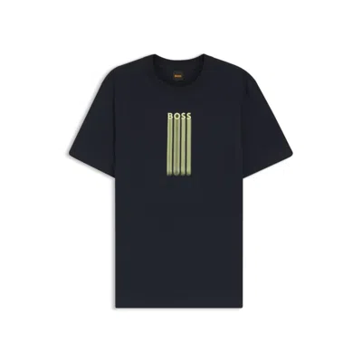 Hugo Boss Logo-artwork T-shirt In Cotton Jersey In Black