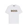 Hugo Boss Mercerized-cotton T-shirt With Logo Artwork In White