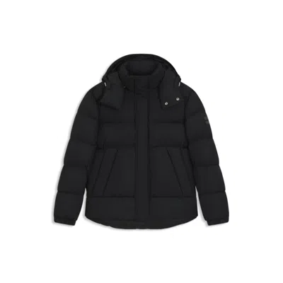 Hugo Boss Logo-badge Jacket With Water-repellent Finish In Black