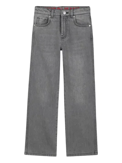 Hugo Boss Kids' Logo-badge Jeans In Gray