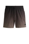 Hugo Boss Logo-badge Swim Shorts With Degrad Monogram Print In Black