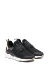 Hugo Boss Boss Boys Black Leather & Mesh Trainers In Beige