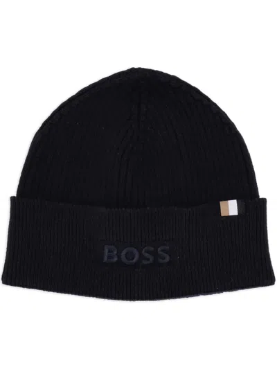 Hugo Boss Logo Beanie Hat In Black