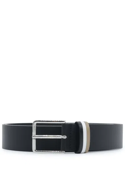 Hugo Boss Boss Ther Leather Loop Belt In Black
