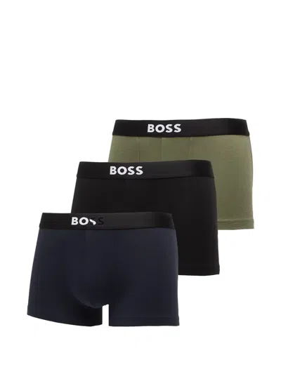 Hugo Boss Logo Boxer Briefs (set Of Three) In Black