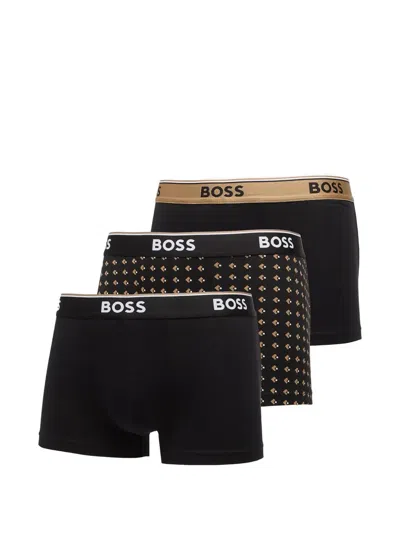 Hugo Boss Logo Boxer Briefs (set Of Three) In Black