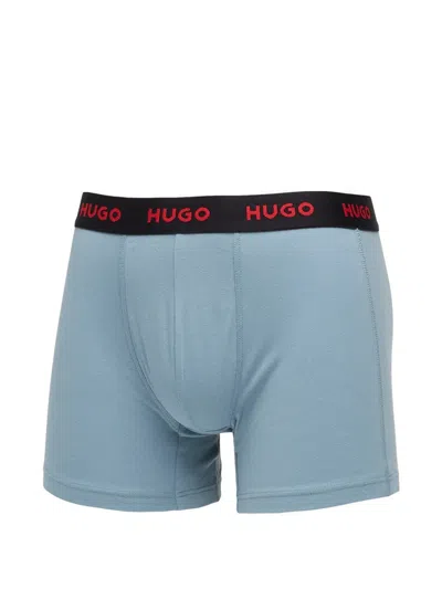 Hugo Boss Logo Boxer Briefs (set Of Three) In Blue