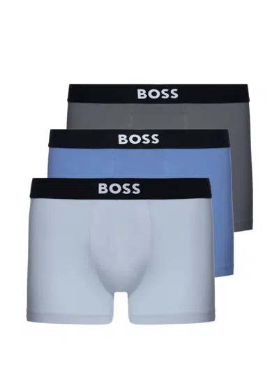 Hugo Boss Logo Boxers (set Of Three) In Burgundy