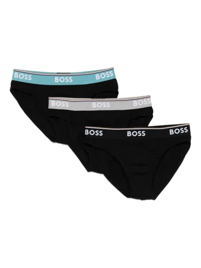 Hugo Boss Logo Briefs (set Of Three) In Black