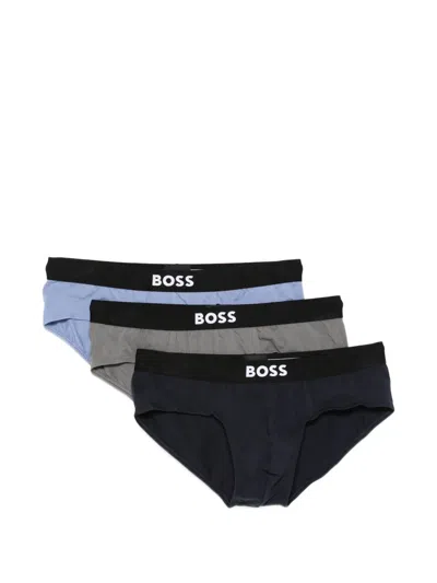 Hugo Boss Logo Briefs (set Of Three) In Green