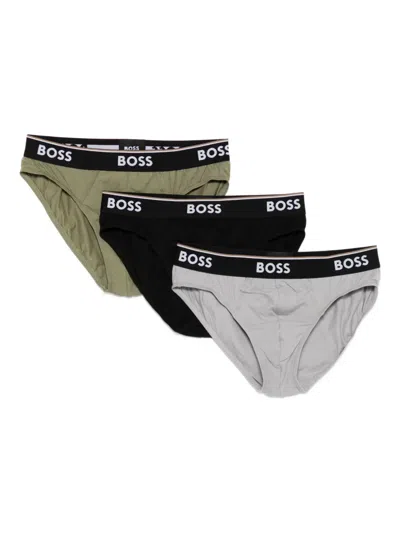 Hugo Boss Logo Briefs (set Of Three) In Multi