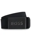 Hugo Boss Boss Mens Black Business Logo-buckle Leather Belt