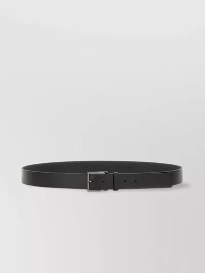 Hugo Boss Logo Buckle Smooth Finish Belt In Black
