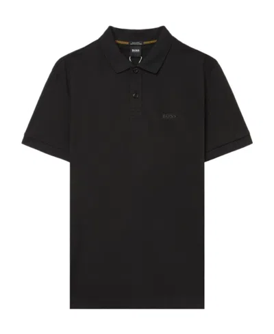 Hugo Boss Logo Button-down Polo Shirt In Black