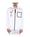Hugo Boss Logo Print High Collar Sweatshirt With Front Pocket In White
