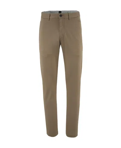 Hugo Boss Logo Casual Pants In Brown