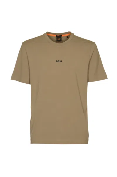 Hugo Boss Logo Classic T-shirt In Open Brown