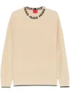 Hugo Boss Logo-collar Sweater In Neutrals