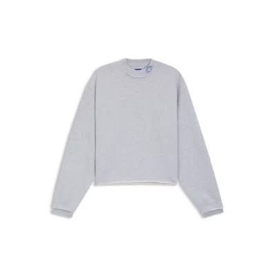 Hugo Boss Logo-collar Sweatshirt In Cotton Terry In Gray