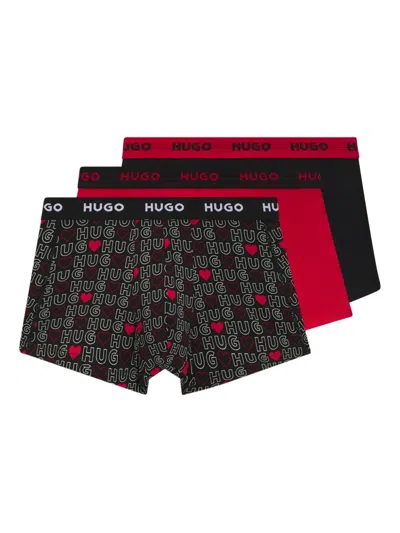 Hugo Boss Logo Cotton Boxers (pack Of Three) In Black