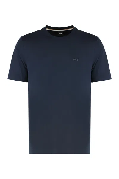 Hugo Boss Logo Cotton T-shirt In Blue