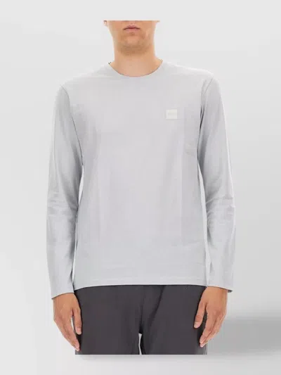 Hugo Boss Logo Crew Neck T-shirt Long Sleeves In Gray