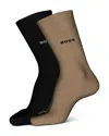 Hugo Boss Logo Crew Socks, Pack Of 2 In Medium Beige