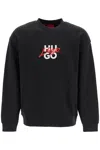 Hugo Boss Dlogonty Cotton Logo Embroidered Relaxed Fit Sweatshirt In Black (black)