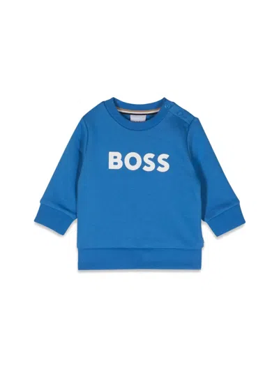 Hugo Boss Babies' Logo Crewneck Sweatshirt In Blue