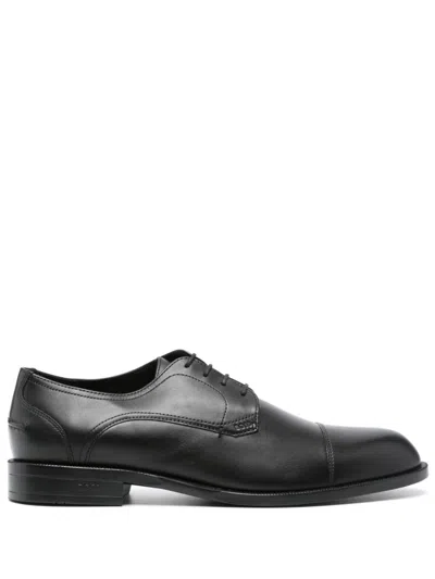 Hugo Boss Logo-debossed Derby Shoes In Black