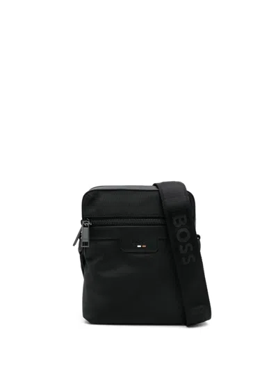 Hugo Boss Logo-debossed Messenger Bag In Black