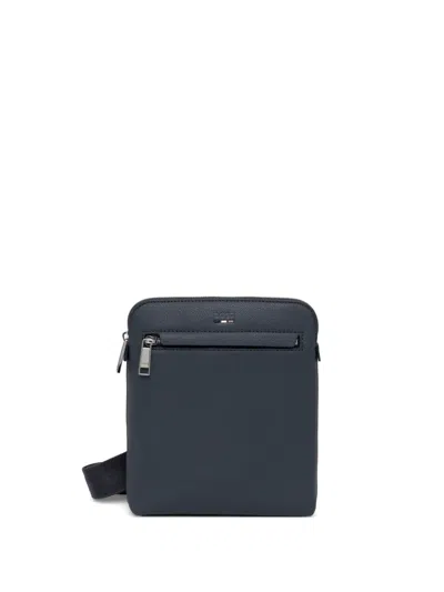 Hugo Boss Logo-debossed Messenger Bag In Blue