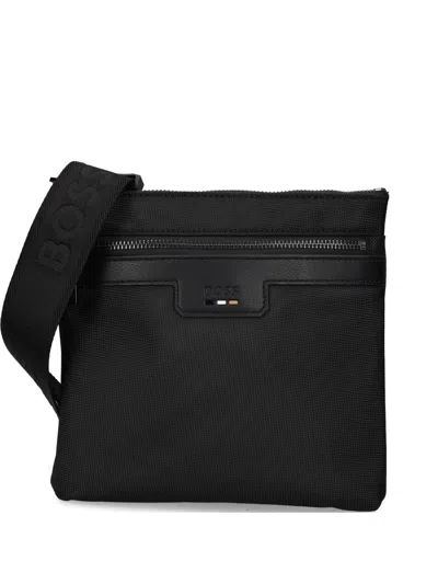 Hugo Boss Logo-debossed Messenger Bag In Schwarz
