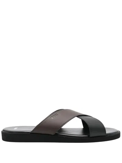 Hugo Boss Logo-debossed Slides In Black