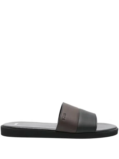 Hugo Boss Logo-debossed Slides In Black