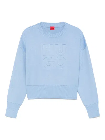 Hugo Boss Logo-debossed Sweater In Blue