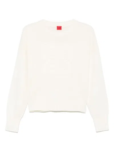 Hugo Boss Logo-debossed Jumper In Neutrals
