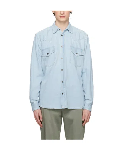 Hugo Boss Logo Denim Shirt In Blue