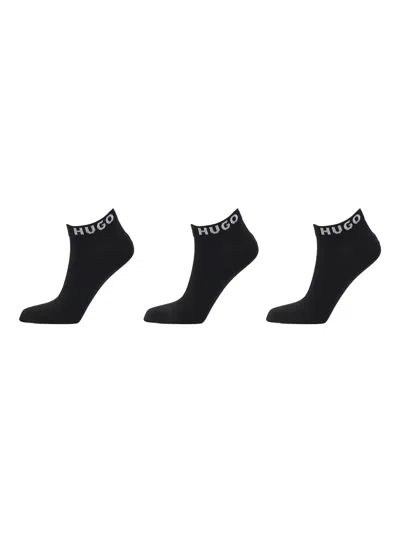 Hugo Boss Logo-detail Ankle Socks (pack Of Three) In Black