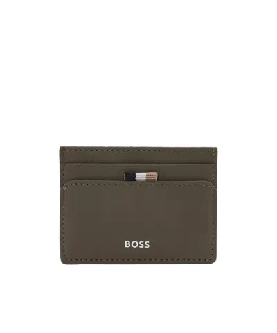 Hugo Boss Logo Detail Card Holder In Brown