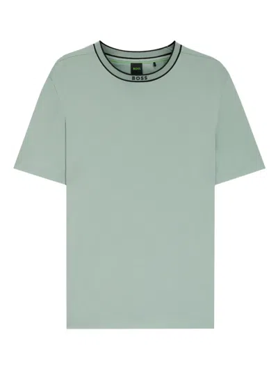 Hugo Boss Cotton T-shirt With Logo Crew Neck In Green